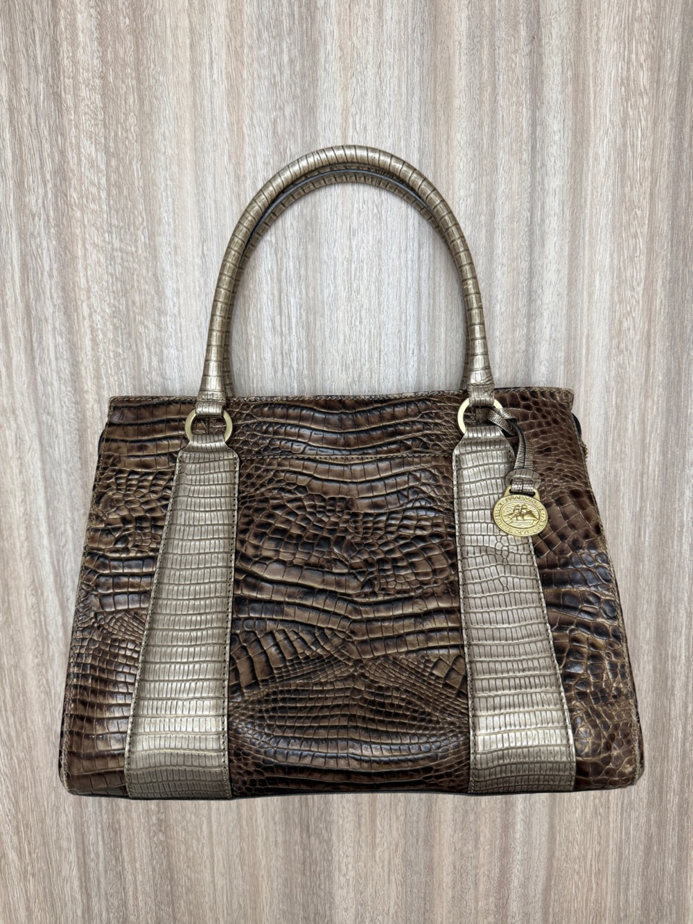 Vintage Brahmin Melbourne Crocodile Embossed Handbag / Satchel Purse